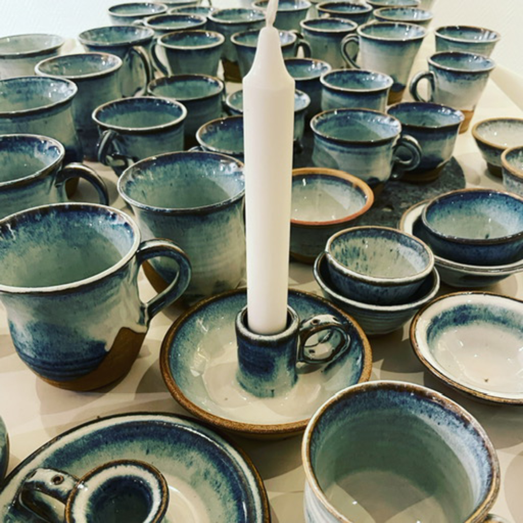 stengods ljusstake kopp grön 1024